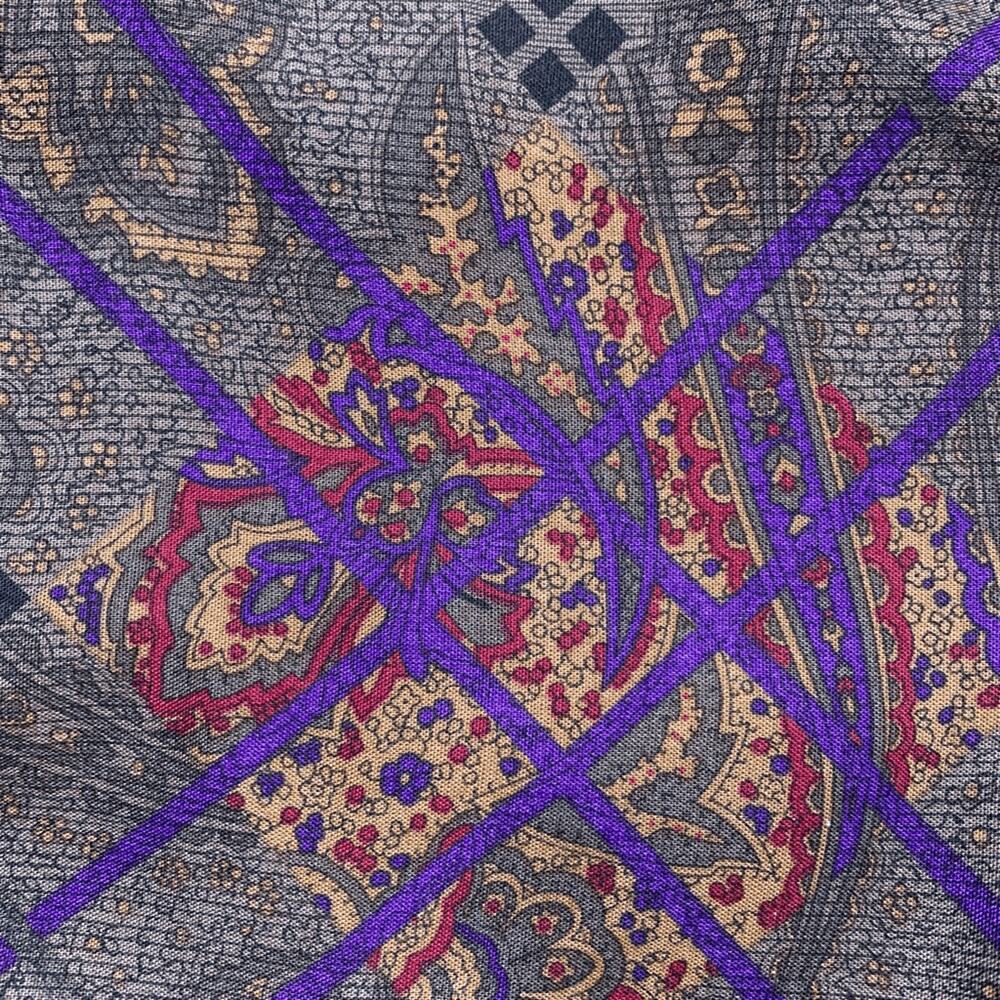 Vintage 90s Flowing Midi Skirt Taupe Purple Paisley Lattice Plaid Print Romantic - Picture 8 of 10